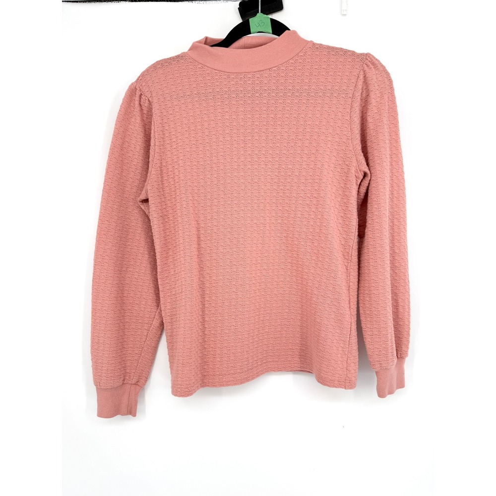 Womens‎ Textured Mock Neck Top Long Sleeve Blouse Pullover Pink Casual